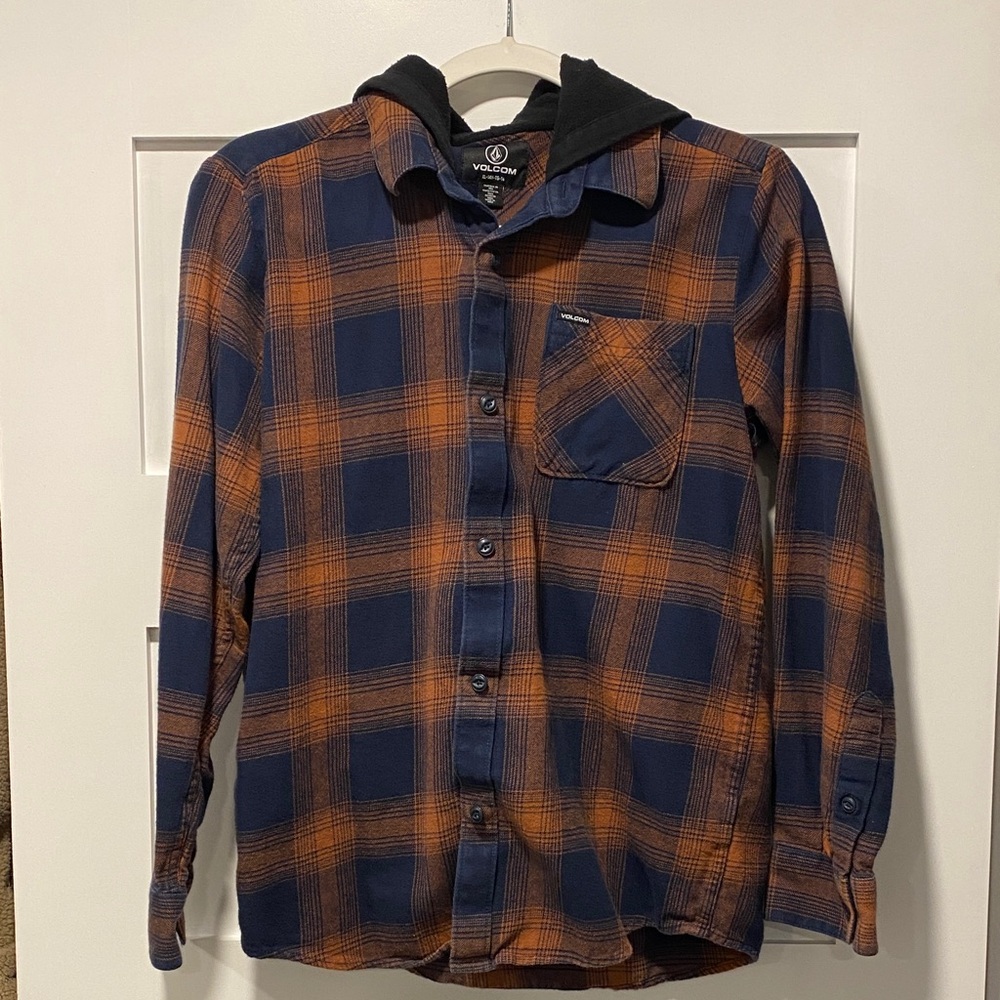 Volcom | Navy and Rust Plaid Shirt